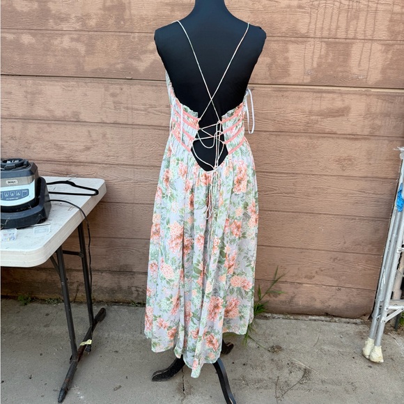Lulus Dear to You Grey Floral Print Backless Lace-Up Midi Dress - Picture 5 of 10